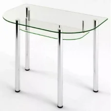 Glass dining table D-09-3 with tempered glass and chrome legs